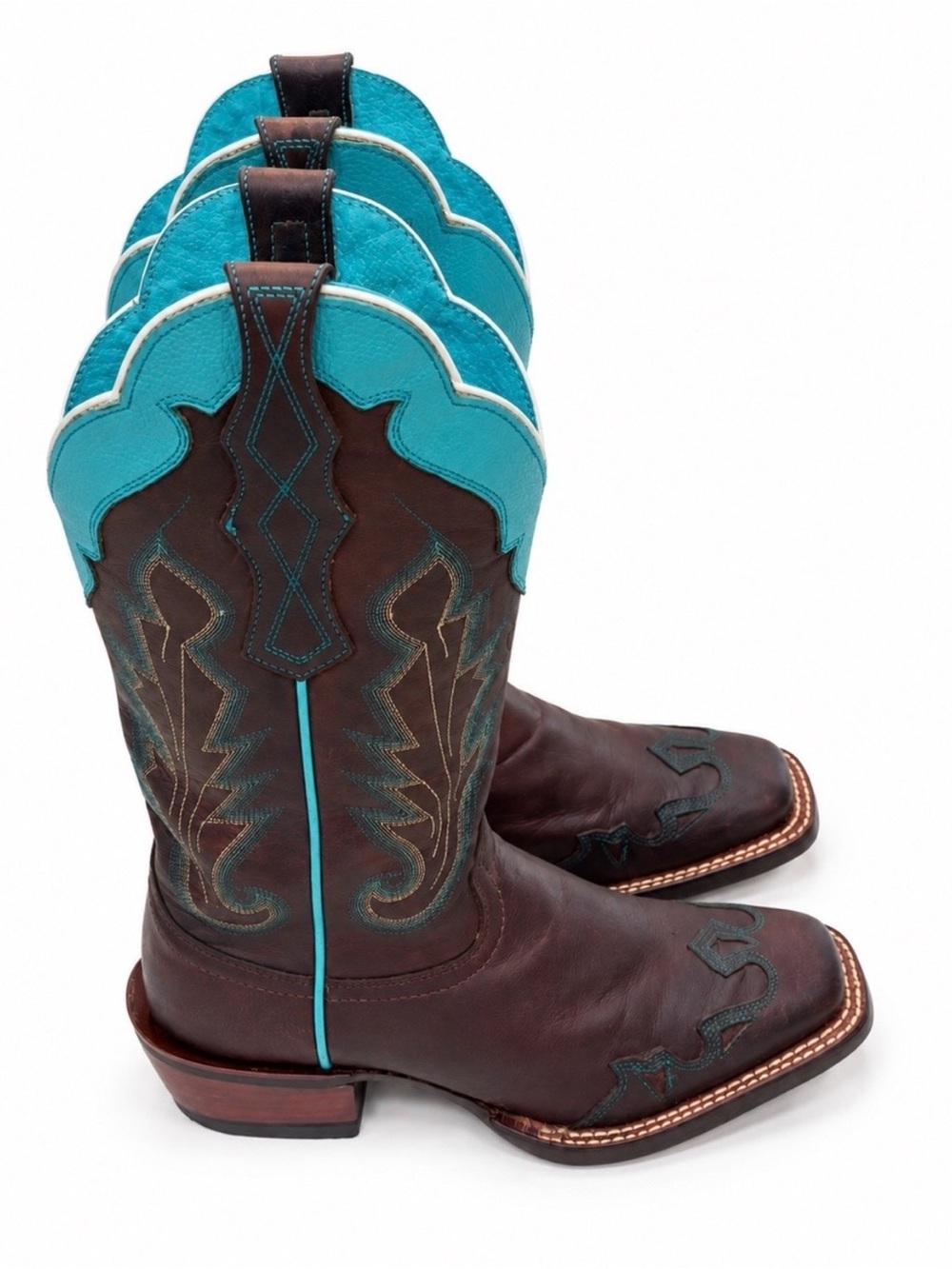 Ariat Women’s Western Cowboy Boots Brown Turquoise Leather Size 6.5B Like New